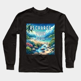 Recharge Your Soul  Tropical Beach Saltwater Therapy Long Sleeve T-Shirt